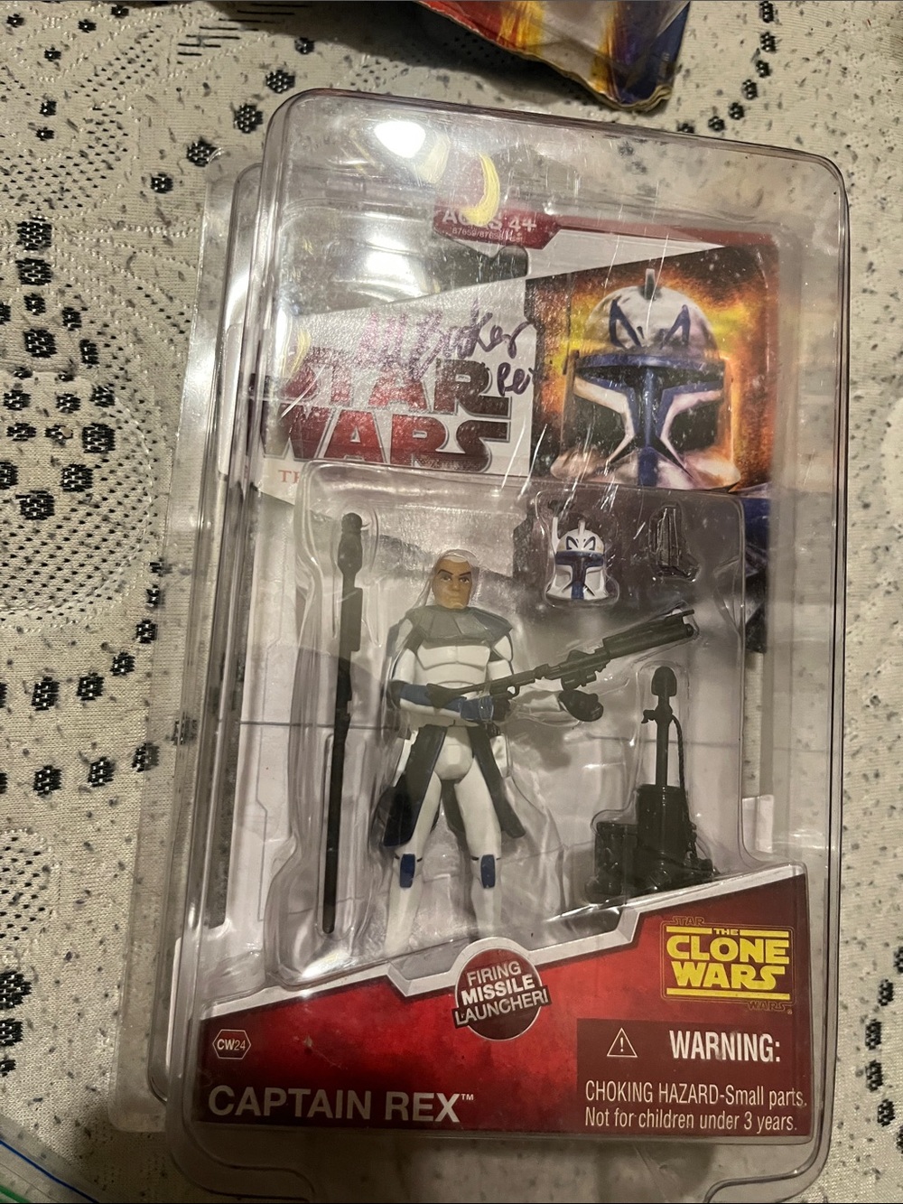 Star Wars Captain Rex Action Figure - White, Blue signed by Dee Baker